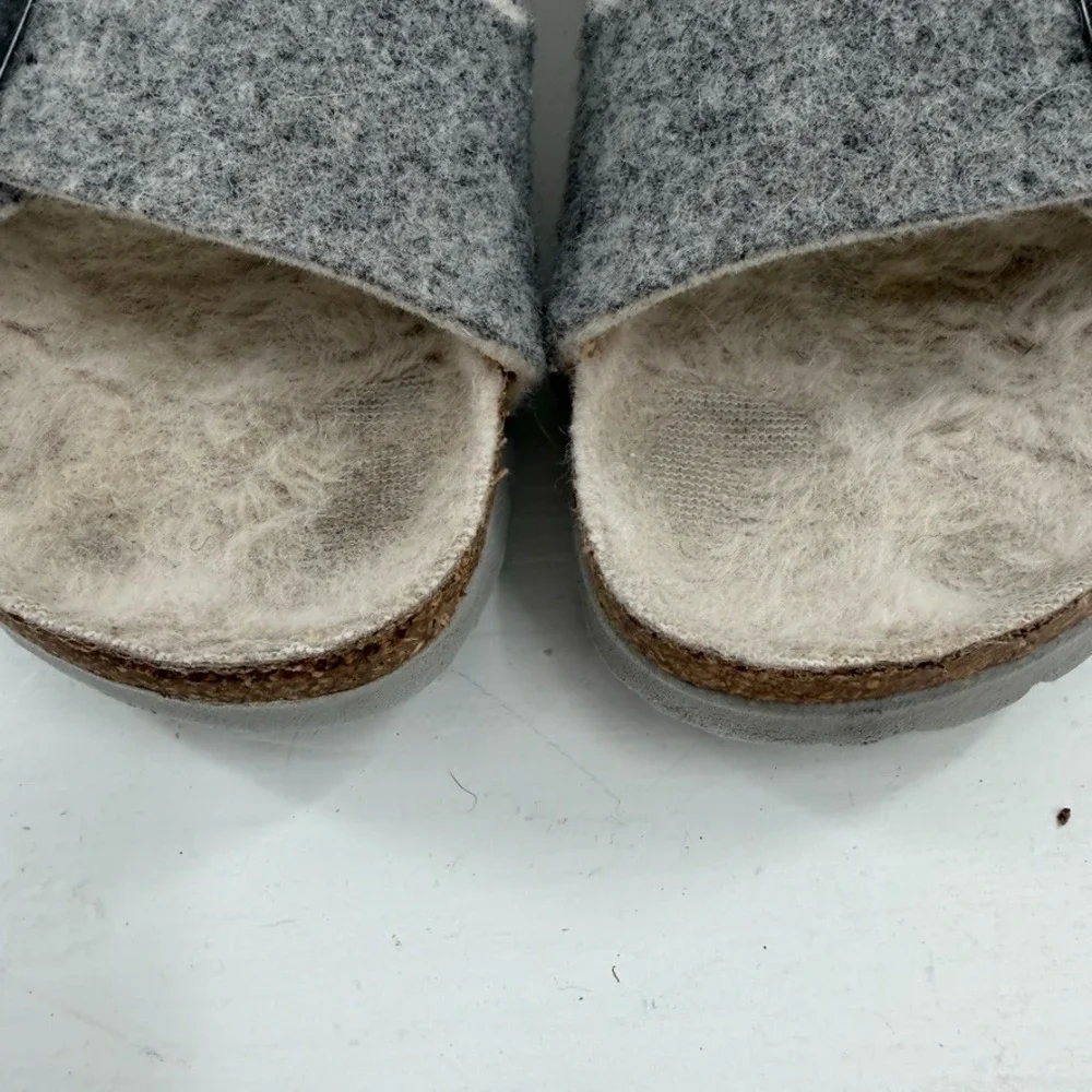Birkenstock Arizona Sandals‎ Womens 6 Gray Wool Shearling Lined Made In Germany